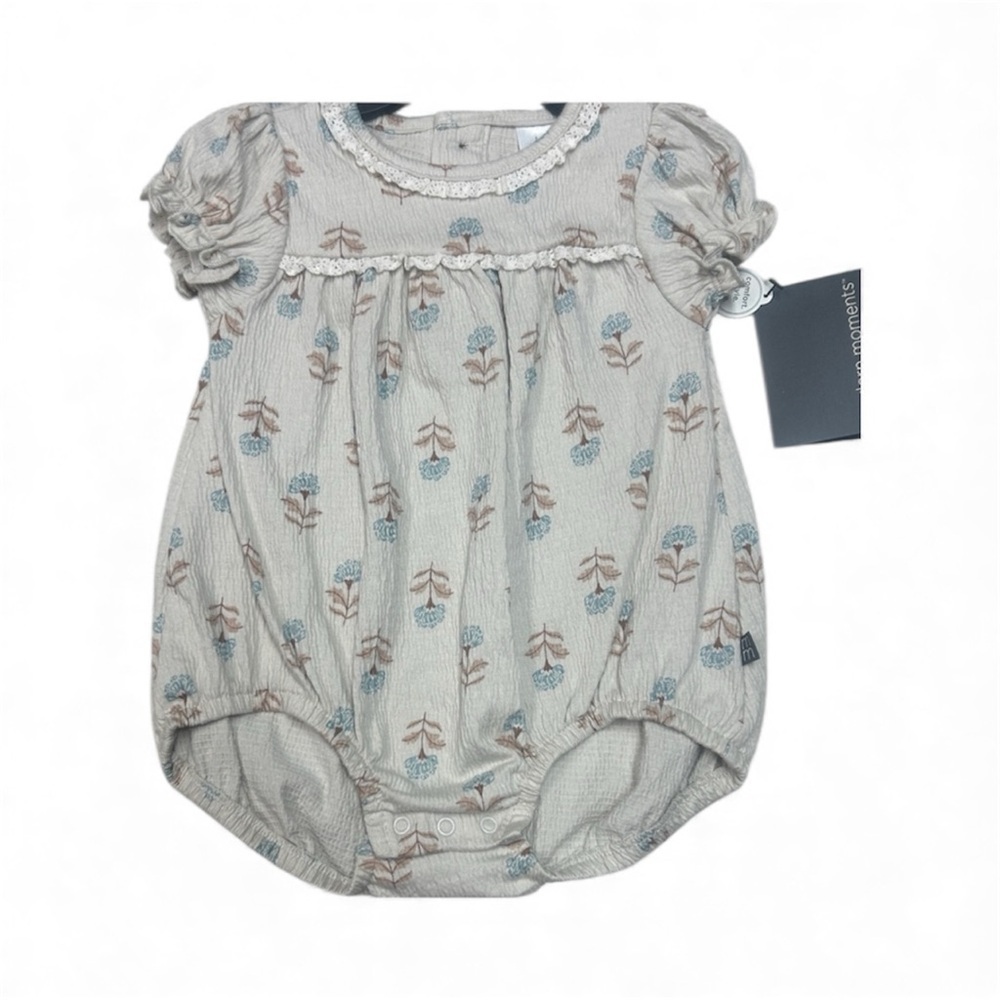 Gerber light gray and Blue Floral Bodysuit